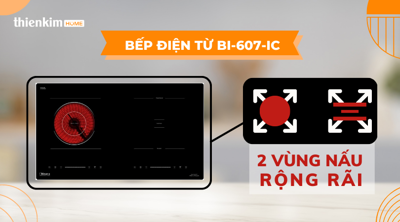 Combo bếp điện từ Binova BI-607-IC 2 vùng nấu